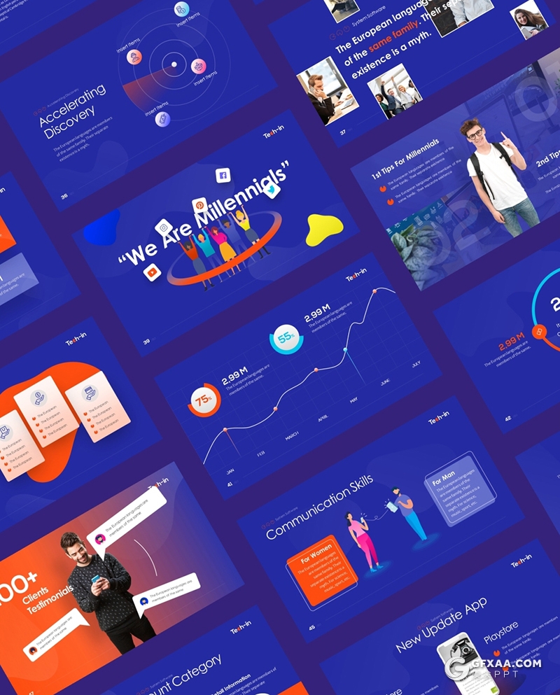 65页创意卡通风格信息技术企业介绍欧美通用PPT模板 - 顶尖PPT