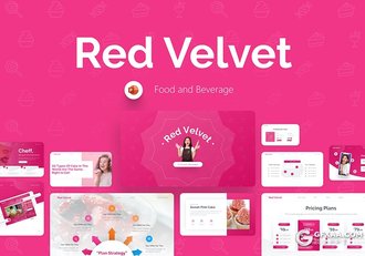 国外粉色时尚餐饮美食饮料主题PPT模板 - 顶尖PPT