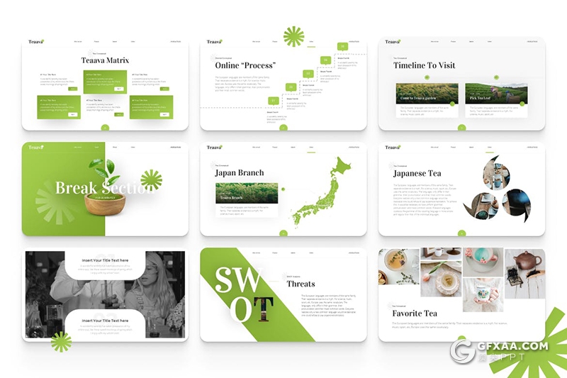 国外茶叶茶道茶行茶园主题PPT模板 - 顶尖PPT