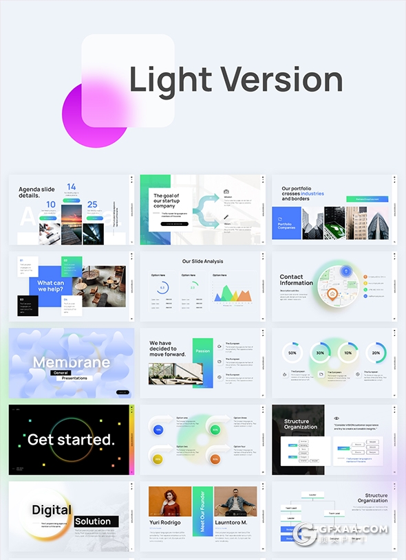 84页彩色背景虚化效果创意商务国外PPT模板 - 顶尖PPT