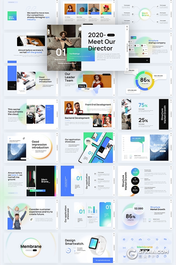 84页彩色背景虚化效果创意商务国外PPT模板 - 顶尖PPT