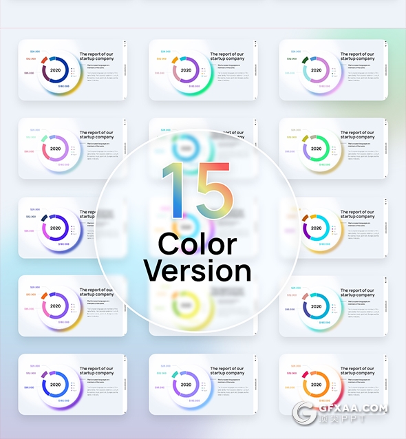 84页彩色背景虚化效果创意商务国外PPT模板 - 顶尖PPT