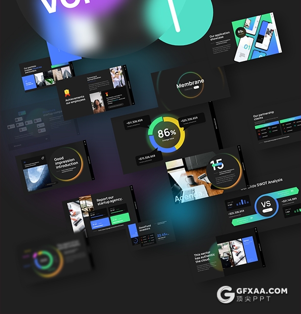 84页彩色背景虚化效果创意商务国外PPT模板 - 顶尖PPT