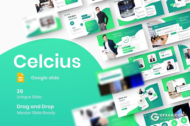 39页创意图形版式设计国外高端商务Google slides模板 - 顶尖PPT
