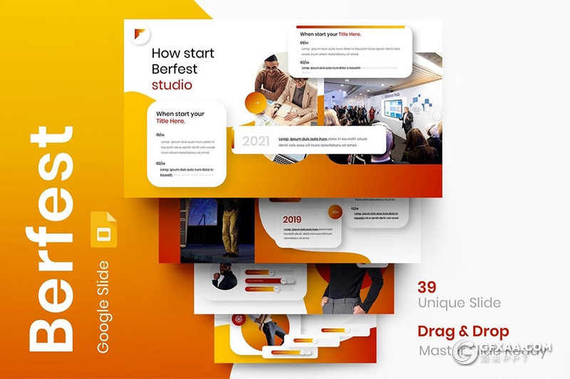 39页商业项目合作业务展示年度工作汇报Google slides模板 - 顶尖PPT