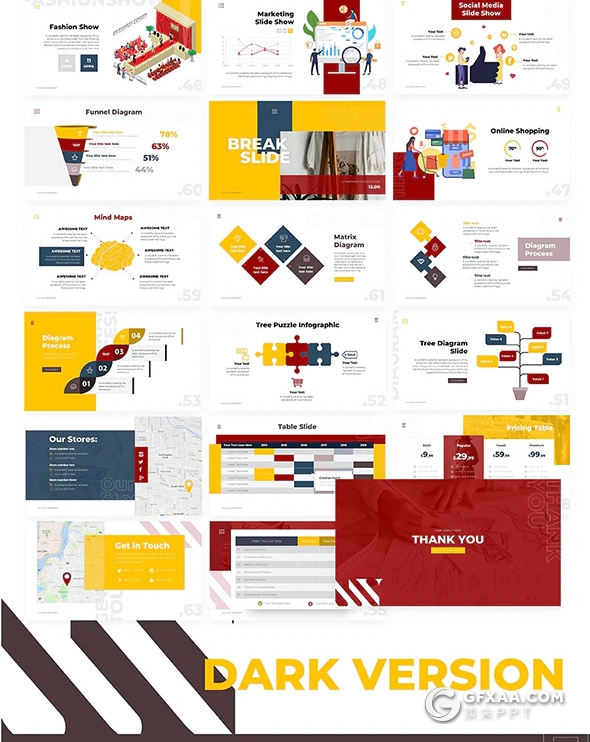 64页时尚服装展示PPT模板10种配色 - 顶尖PPT