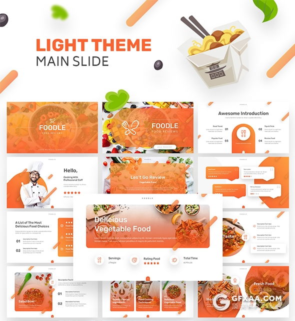 60多页高端餐饮美食国外keynote模板10种配色 - 顶尖PPT