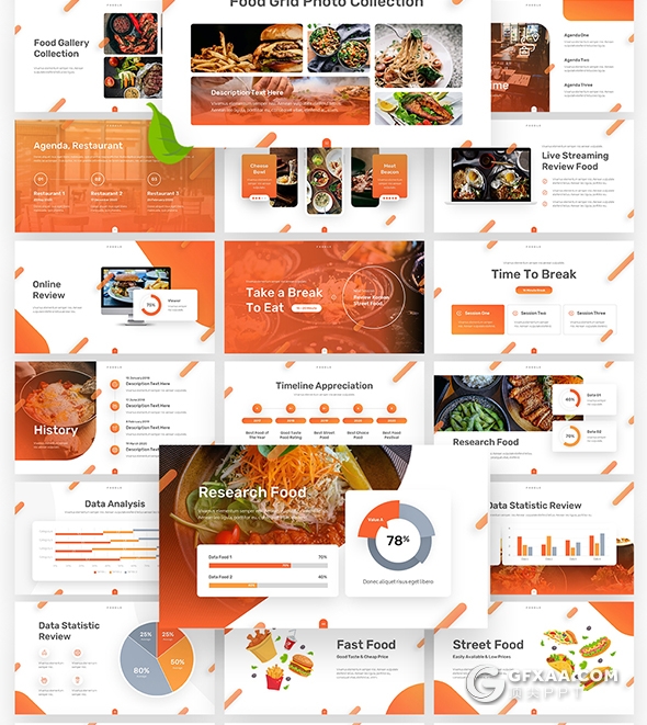 60多页高端餐饮美食国外keynote模板10种配色 - 顶尖PPT