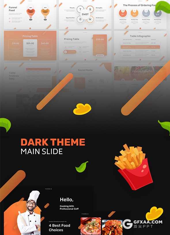 60多页高端餐饮美食国外keynote模板10种配色 - 顶尖PPT