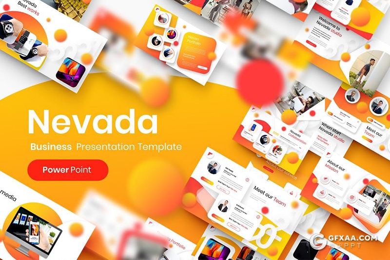 39页国外创意虚化圆形2021年终工作汇报PPT模板 - 顶尖PPT