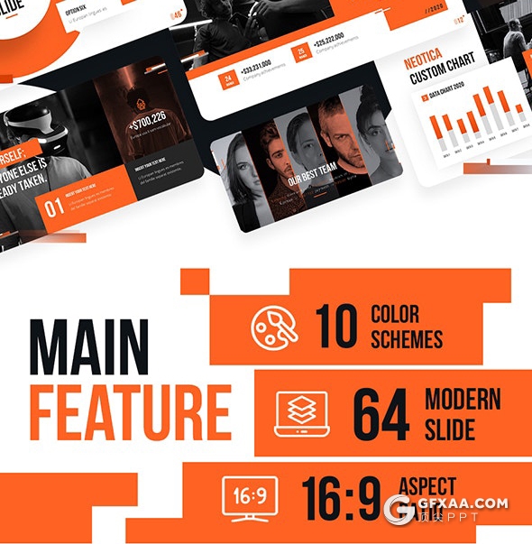 65页国外扁平化项目展示业务合作国外PPT模板10种配色 - 顶尖PPT