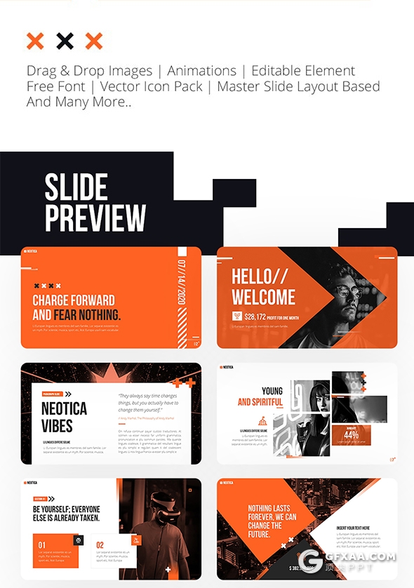 65页国外扁平化项目展示业务合作国外PPT模板10种配色 - 顶尖PPT