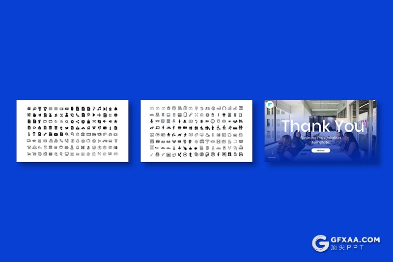 39页国外精美创意设计蓝色高端商务Google slides模板 - 顶尖PPT