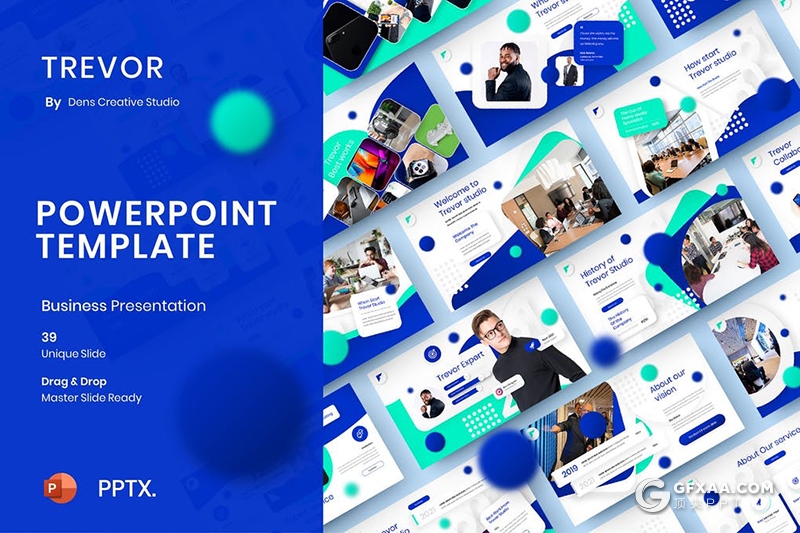 39页国外精美创意设计蓝色高端商务PPT模板 - 顶尖PPT