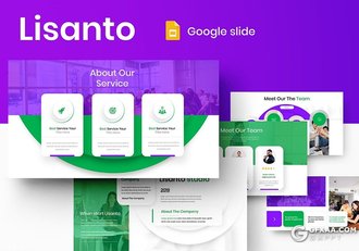 39页绿紫色国外高端商务风格Google slides模板 - 顶尖PPT