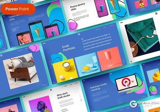 39页国外扁平化设计风格创作作品展示PPT模板 - 顶尖PPT