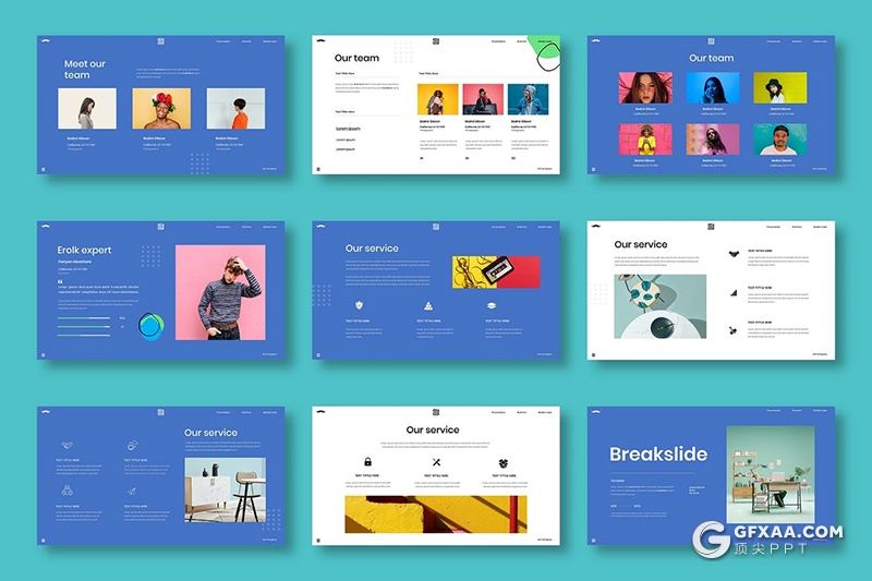 39页国外扁平化设计风格创作作品展示Google slides模板 - 顶尖PPT