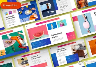 39页彩色创意作品展示PPT模板 - 顶尖PPT