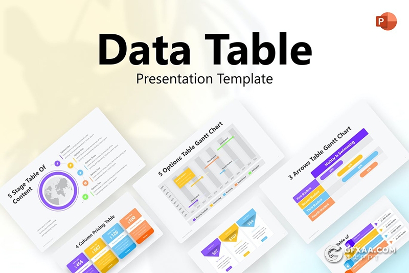 彩色表格数据图形PPT模板 - 顶尖PPT