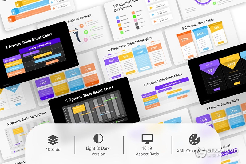彩色表格数据图形PPT模板 - 顶尖PPT