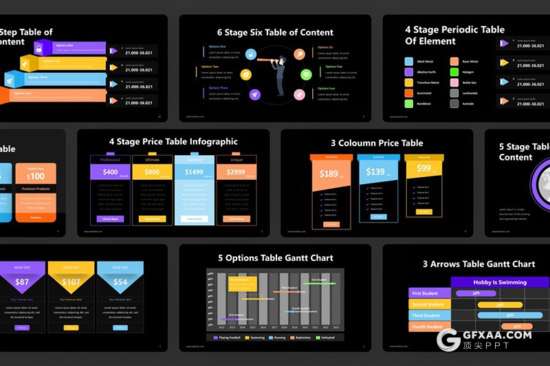彩色表格数据图形PPT模板 - 顶尖PPT