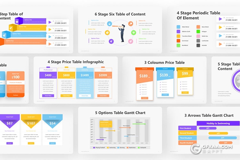 彩色表格数据图形PPT模板 - 顶尖PPT