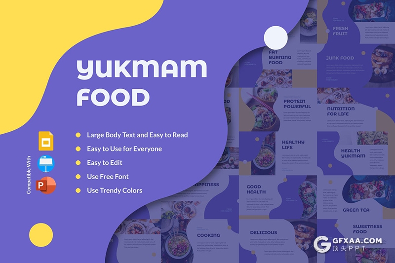 30页餐饮美食食品展示国外创意PPT,keynote,Gslides模板 - 顶尖PPT