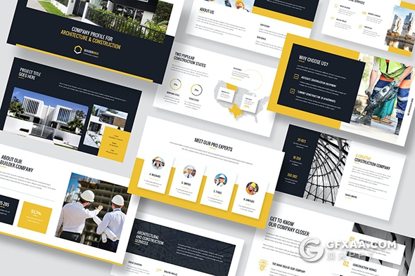 83页建筑公司介绍工程施工通用PPT模板 - 顶尖PPT