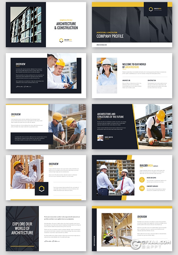 83页建筑公司介绍工程施工通用PPT模板 - 顶尖PPT