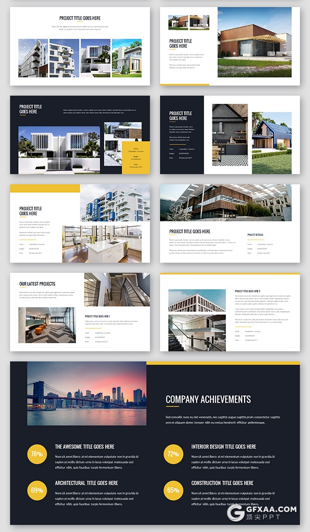 83页建筑公司介绍工程施工通用PPT模板 - 顶尖PPT