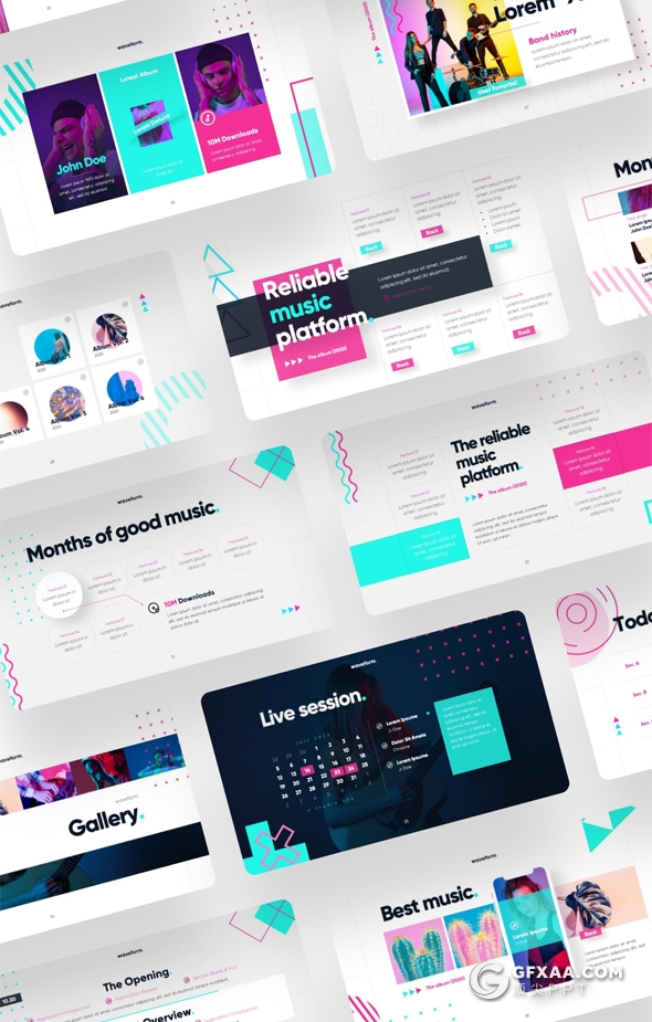 88页精美动画潮流设计风格时尚音乐主题PPT模板 - 顶尖PPT