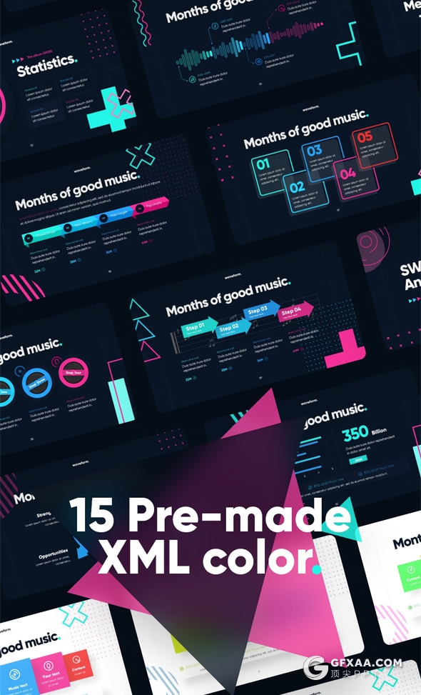 88页精美动画潮流设计风格时尚音乐主题PPT模板 - 顶尖PPT