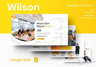 39国外商业风格企业会议年终工作汇报Google slides模板 - 顶尖PPT