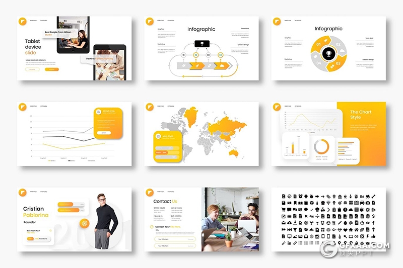39国外商业风格企业会议年终工作汇报Google slides模板 - 顶尖PPT