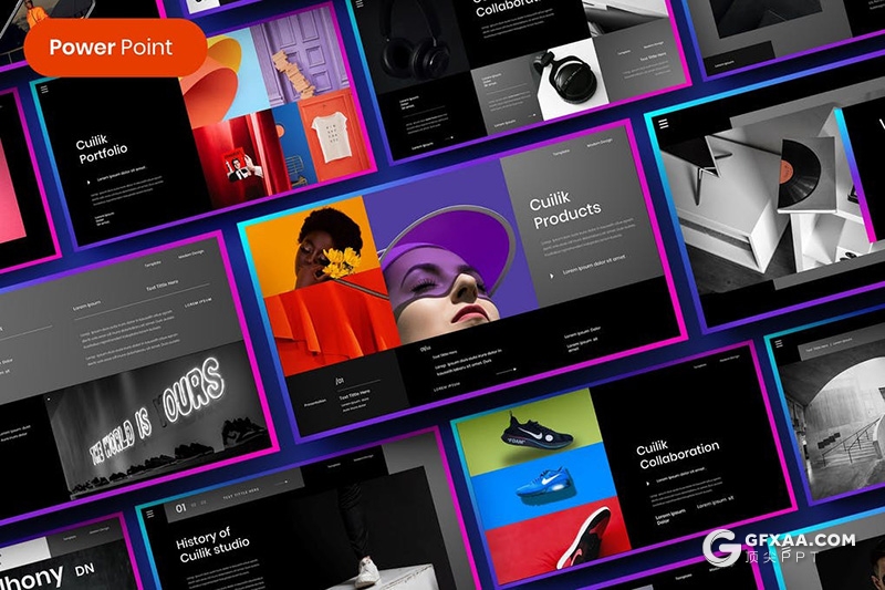 30页黑色时尚杂志摄影模特写真PPT模板 - 顶尖PPT