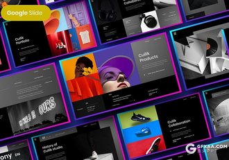 30页黑色时尚杂志摄影模特写真Google slides模板 - 顶尖PPT