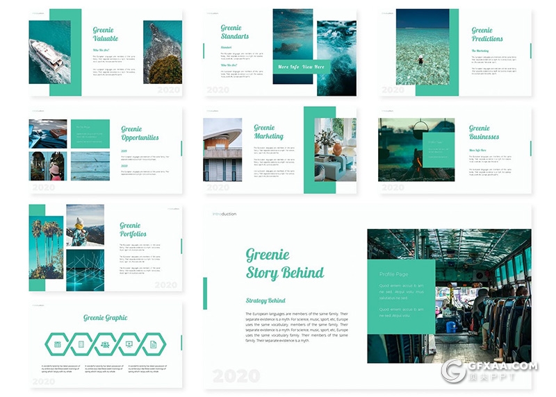 30页旅游度假摄影展示国外简约范keynote模板 - 顶尖PPT