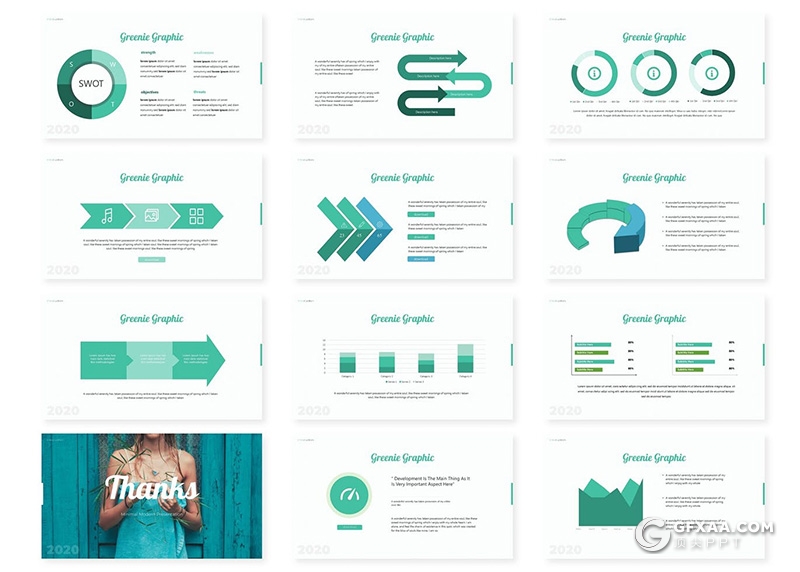 30页旅游度假摄影展示国外简约范keynote模板 - 顶尖PPT