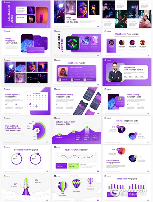 60多页国外精美设计效果企业商业商务通用PPT模板 - 顶尖PPT
