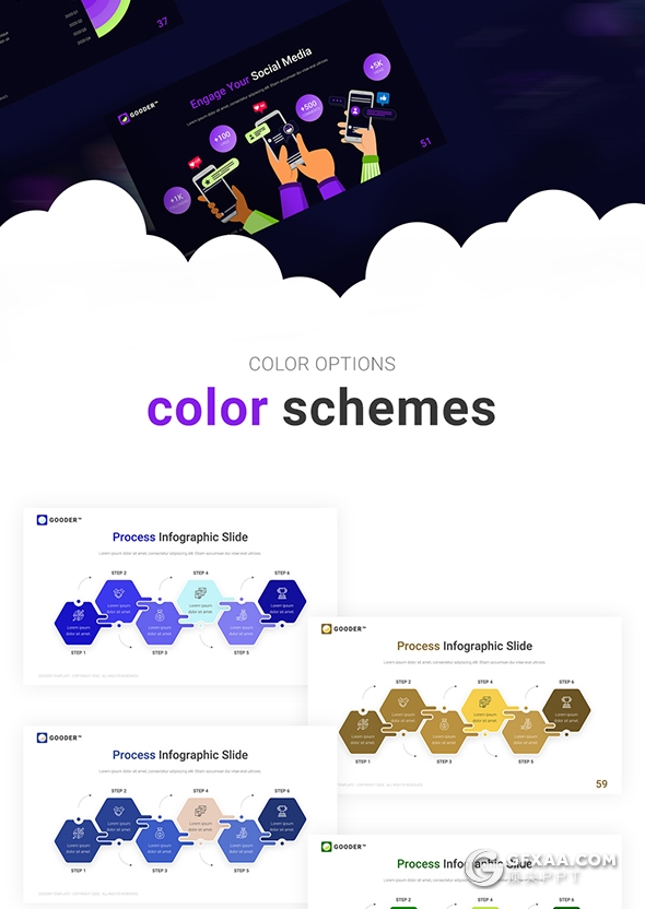60多页国外精美设计效果企业商业商务通用PPT模板 - 顶尖PPT
