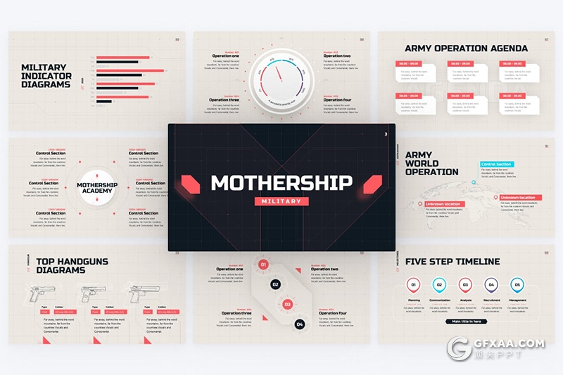 军事主题军事武器装备展示军事题材PPT模板 - 顶尖PPT