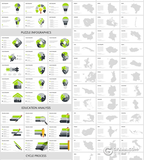 516页国外超大型PPT模板商业数据图形插画全球各国地图PPT模板 - 顶尖PPT