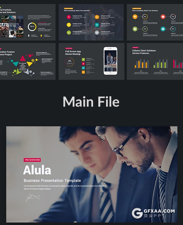 91页黑底彩色图形设计国外商务风格企业介绍工作汇报PPT模板 - 顶尖PPT