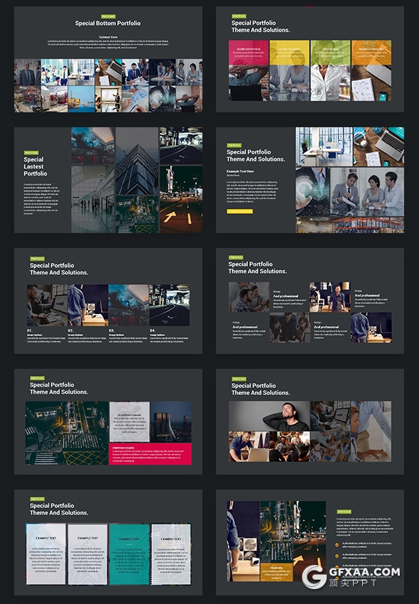 91页黑底彩色图形设计国外商务风格企业介绍工作汇报PPT模板 - 顶尖PPT