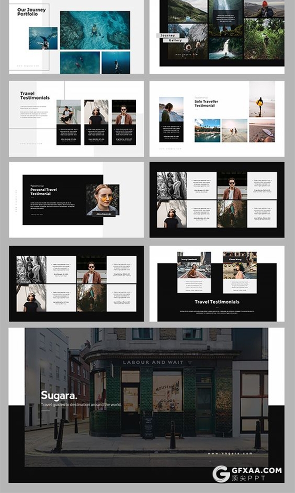 100页国外简约文艺风格时尚图片展示PPT模板 - 顶尖PPT