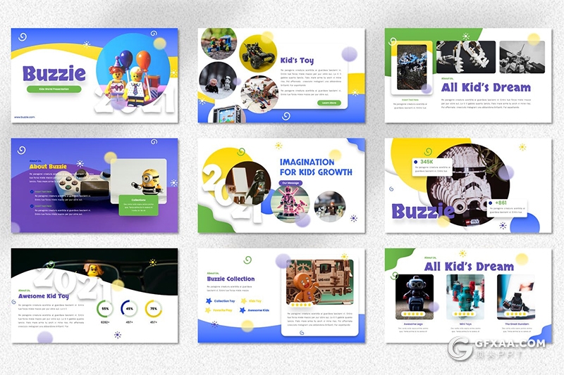 40页彩色儿童世界玩具少儿培训主题keynote模板 - 顶尖PPT