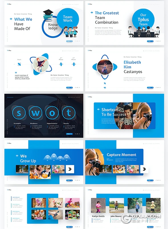 64页少儿彩色感知儿童美术绘画培训创意主题PPT模板11种配色 - 顶尖PPT