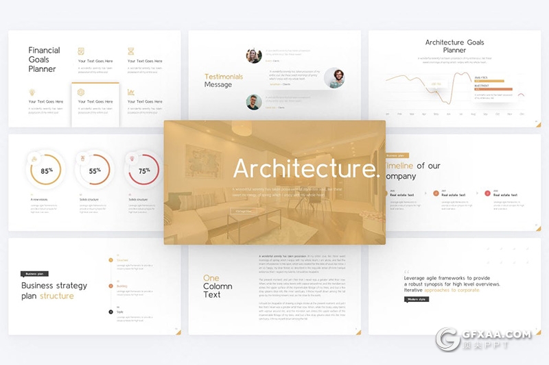 81页极简建筑公司项目汇报家装公司年终总结汇报PPT模板 - 顶尖PPT