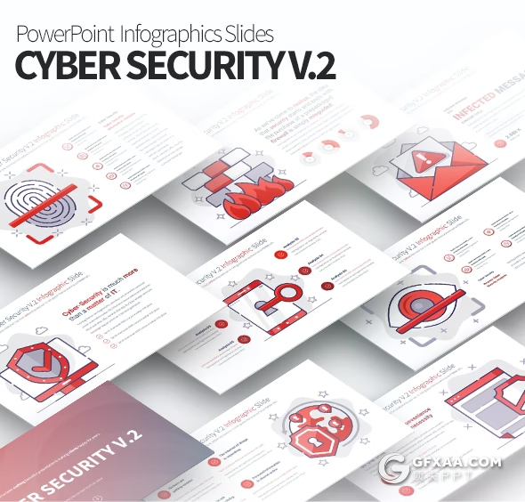 网络安全防护创意图形设计PPT模板 - 顶尖PPT