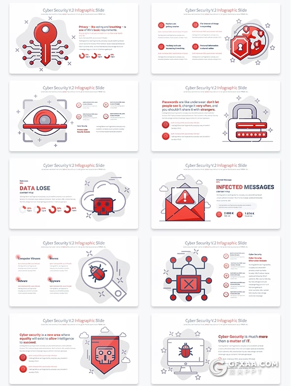 网络安全防护创意图形设计PPT模板 - 顶尖PPT